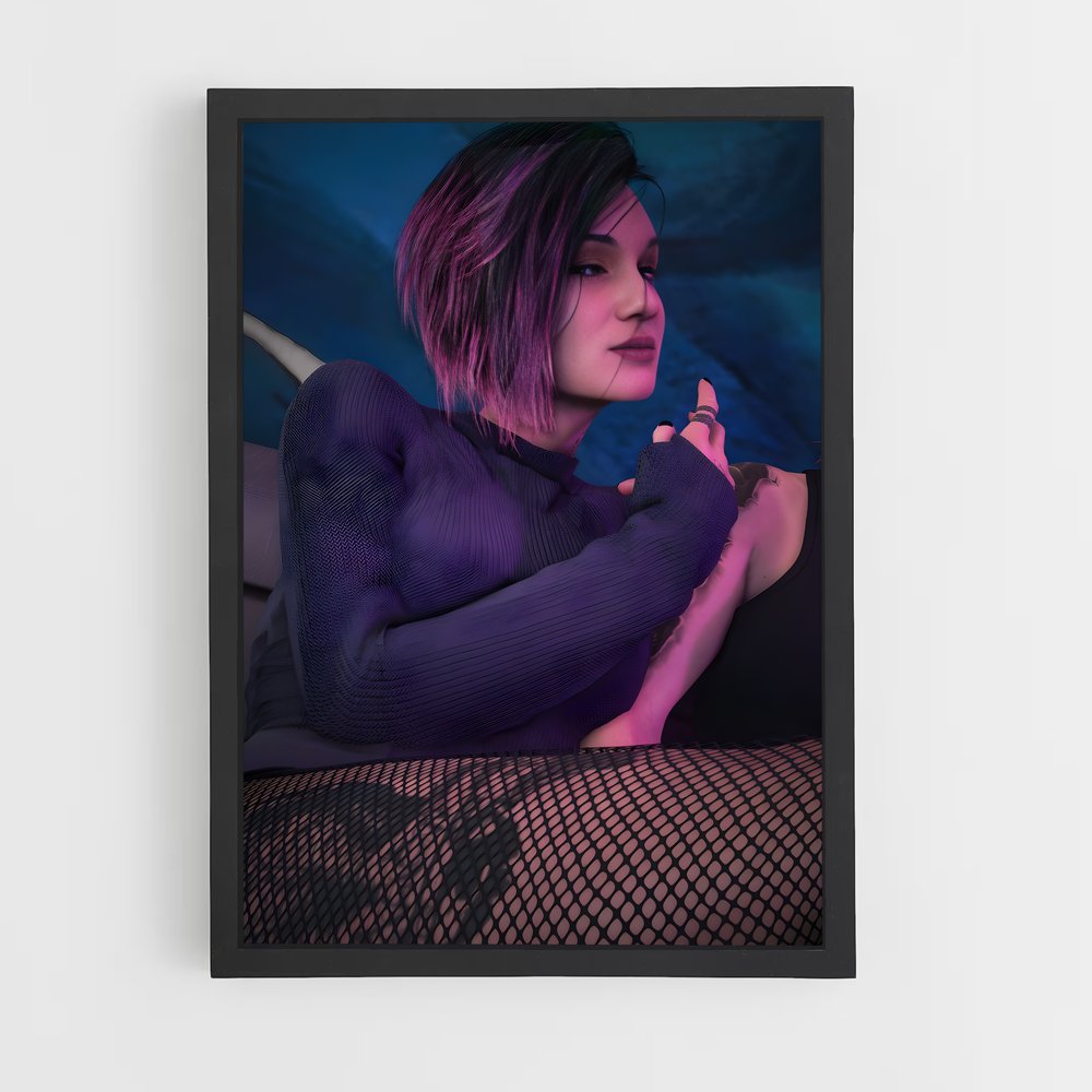 Poster Judy en Violet – affiche Cyberpunk (vue 2)
